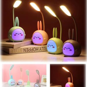 Rechargeable USB Warm Light LED Children Eye Protection Desk Lamps for Study Table Work from Home Yellow Color Light, Plastic, Cute Kids Lamp Pack of 1