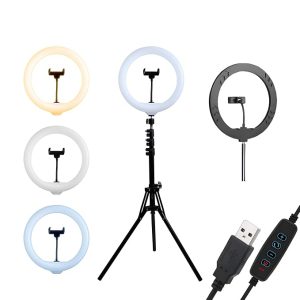 DIGITEK® (DRL-12C) 12 Inch LED Ring Light with Stand 5ft & Smartphone Holder – USB Powered, Color Switch Mode, Adjustable Brightness & Temperature Controls – Photo, Video Shoots & Live Streaming
